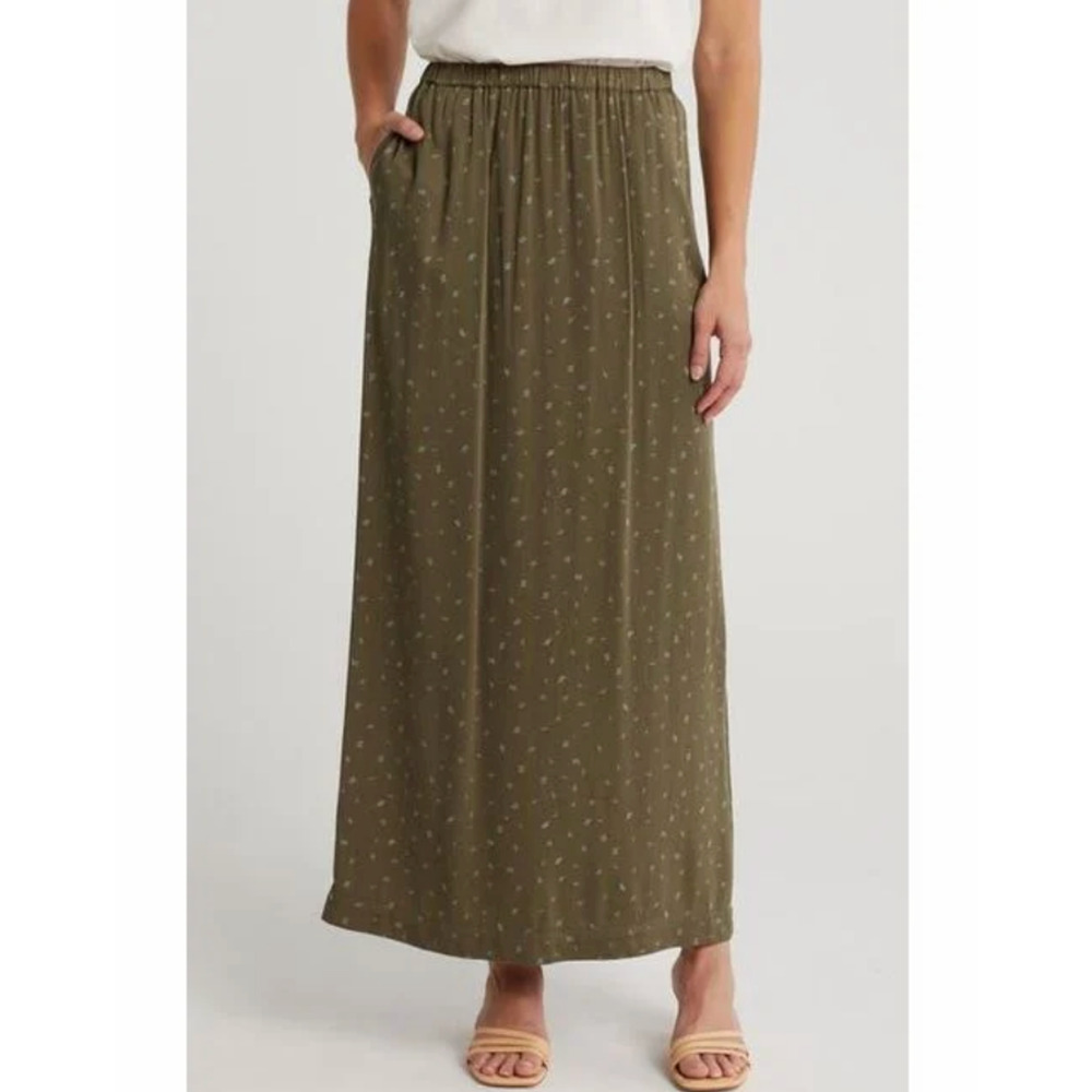 Melrose and Market Floral Maxi Skirt S Green Ditsy Lightweight Cottagecore Fairy
